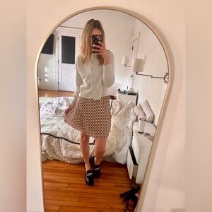 J.Crew Pleated Gold White Patterned Pleated Polyester Skirt Size 4